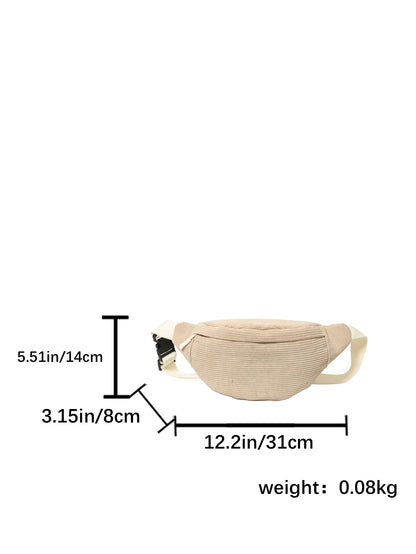 Casual Corduroy Belt Bags for Women Fashion Waist Bag